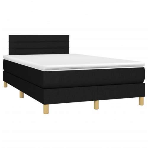 Krevet box spring s madracem LED crni 120 x 190 cm od tkanine - Crna 120 x 190 cm vodoravne pruge Cijena