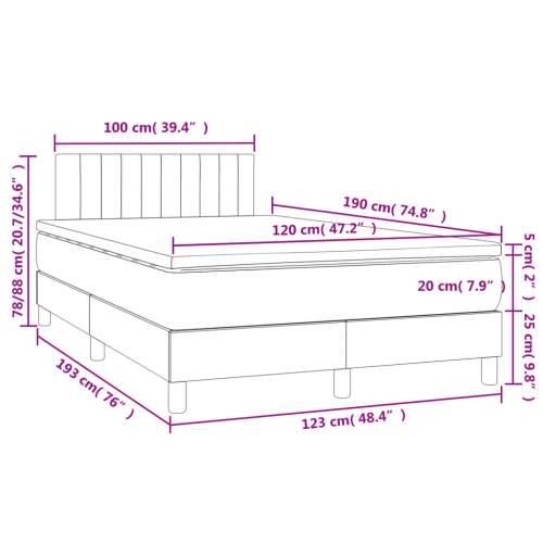 Krevet box spring s madracem LED crni 120 x 190 cm od tkanine - Crna 120 x 190 cm Okomite pruge Cijena