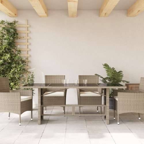 Vrtni stol sa staklenom pločom sivi 190x80x74 cm od poliratana - Svjetlosiva 1 Stakl Cijena