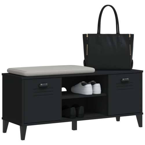 Klupa za cipele VIKEN crna 106 x 35 x 45 cm konstruirano drvo - Crna 1 Cijena