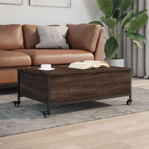 Stolić za kavu s kotačima smeđa boja hrasta 91x55x34 cm drveni - Smeđi hrast 1 Cijena