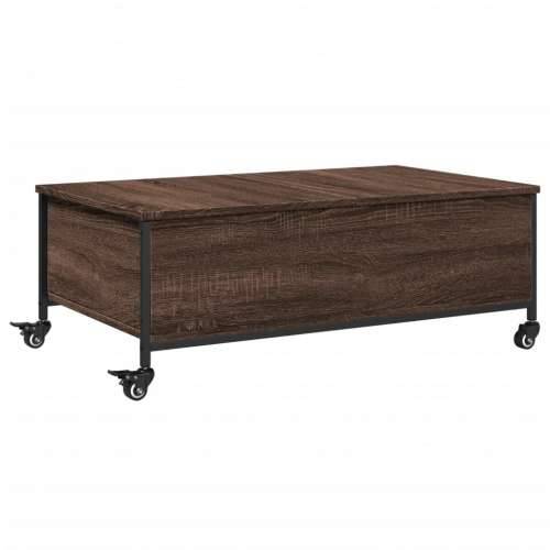Stolić za kavu s kotačima smeđa boja hrasta 91x55x34 cm drveni - Smeđi hrast 1 Cijena