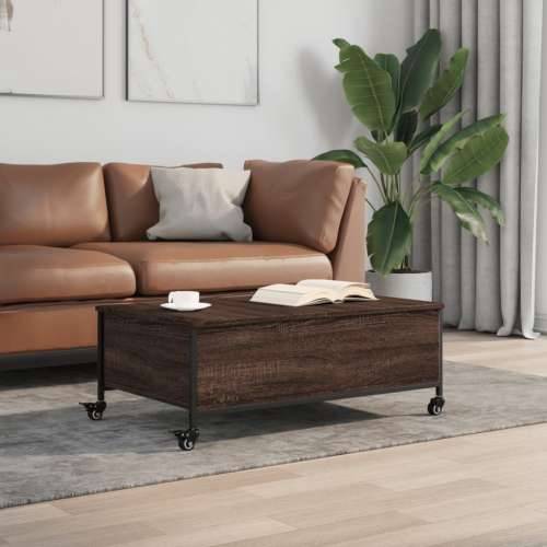 Stolić za kavu s kotačima smeđa boja hrasta 91x55x34 cm drveni - Smeđi hrast 1 Cijena
