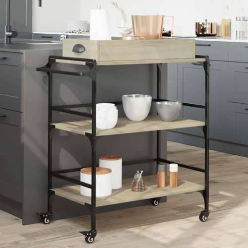 Kuhinjska kolica boja hrasta 81,5x41x92,5 cm konstruirano drvo - sonoma hrast Cijena