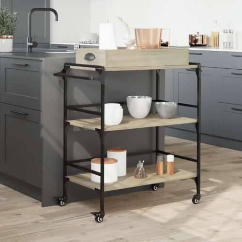 Kuhinjska kolica boja hrasta 81,5x41x92,5 cm konstruirano drvo - sonoma hrast Cijena