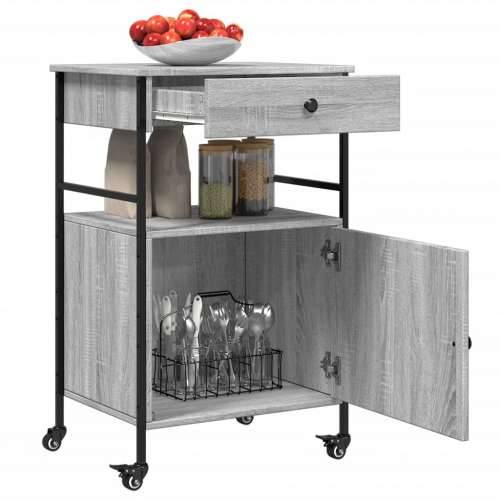 Kuhinjska kolica boja hrasta 56x43x89,5 cm konstruirano drvo - Sivi hrast sonoma Cijena