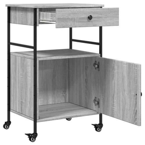 Kuhinjska kolica boja hrasta 56x43x89,5 cm konstruirano drvo - Sivi hrast sonoma Cijena