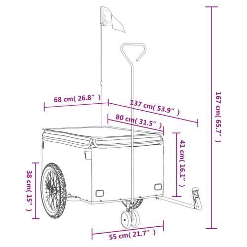 Prikolica za bicikl crno-siva 45 kg željezna - Siva 137 x 68 x 59 cm Cijena