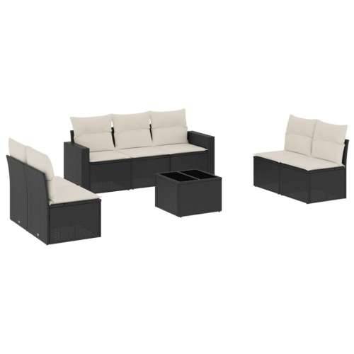 Vrtna garnitura - 8-dijelni set vrtnih sofa od poliratana s jastucima crni - Crna i krem 1 Sa stolom Cijena