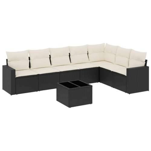 Vrtna garnitura - 8-dijelni set vrtnih sofa od poliratana s jastucima crni - Crna i krem 1 Sa stolom Cijena
