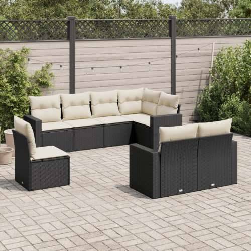 Vrtna garnitura - 8-dijelni set vrtnih sofa od poliratana s jastucima crni Cijena
