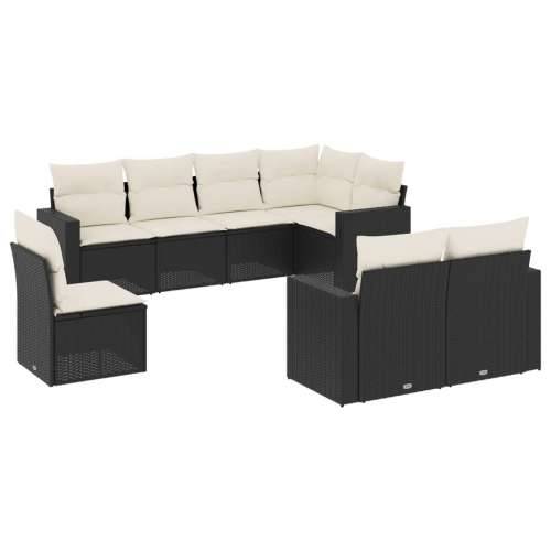 Vrtna garnitura - 8-dijelni set vrtnih sofa od poliratana s jastucima crni Cijena