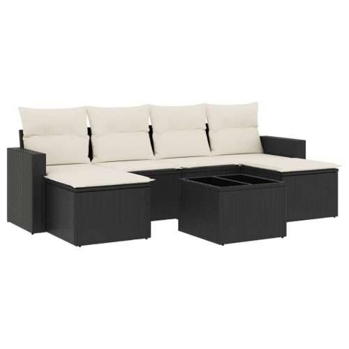 Vrtna garnitura - 7-dijelni set vrtnih sofa od poliratana s jastucima crni - Crna i krem 1 Sa stolom Cijena