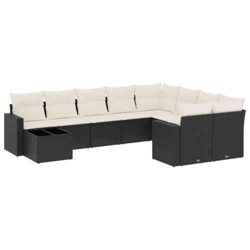 Vrtna garnitura - 10-dijelni set vrtnih sofa s jastucima crni od poliratana - Crna i krem 1 Cijena
