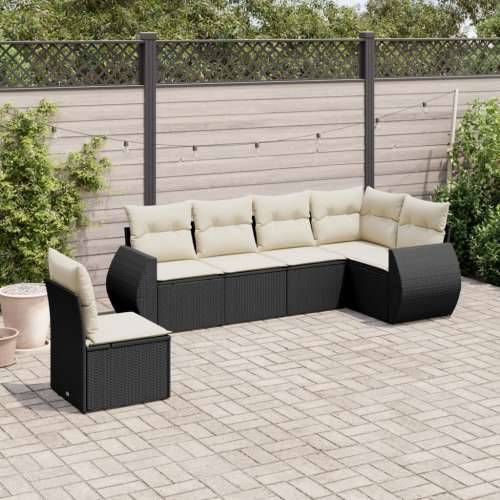 Vrtna garnitura - 6-dijelni set vrtnih sofa s jastucima crni od poliratana - Crna i krem Bez stola 1 Cijena