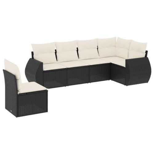 Vrtna garnitura - 6-dijelni set vrtnih sofa s jastucima crni od poliratana - Crna i krem Bez stola 1 Cijena