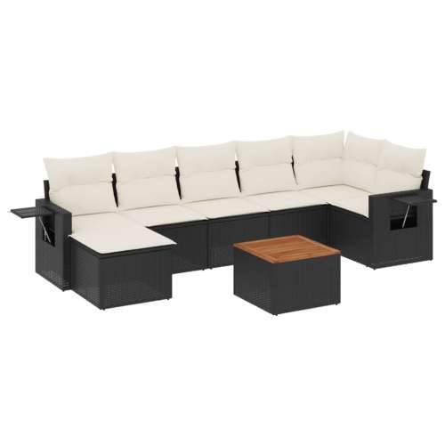 Vrtna garnitura - 8-dijelni set vrtnih sofa od poliratana s jastucima crni - Crna i krem kutna + stol + 3x srednja 1 Cijena