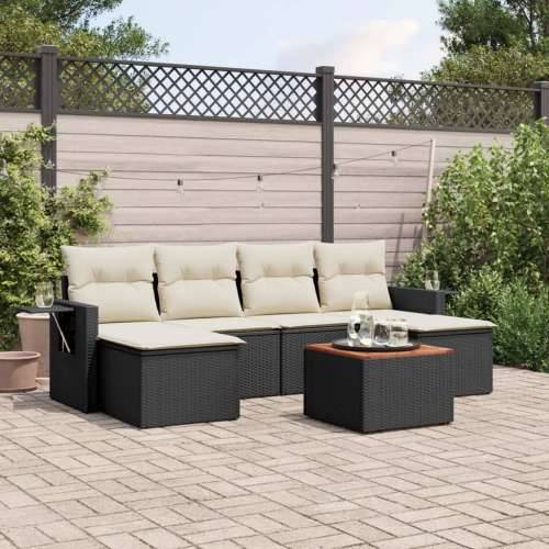 Vrtna garnitura - 7-dijelni set vrtnih sofa od poliratana s jastucima crni - Crna i krem 1 Cijena