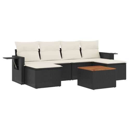 Vrtna garnitura - 7-dijelni set vrtnih sofa od poliratana s jastucima crni - Crna i krem 1 Cijena