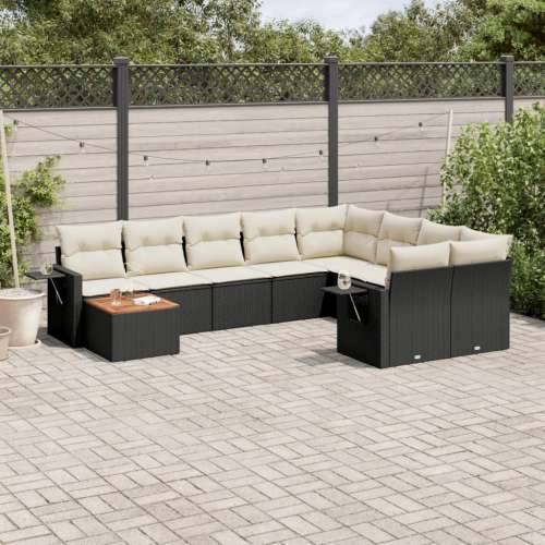 Vrtna garnitura - 10-dijelni set vrtnih sofa s jastucima crni od poliratana - Crna i krem stol + 5x srednja + 2x kutna 1 Cijena
