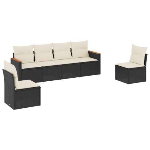 Vrtna garnitura - 6-dijelni set vrtnih sofa s jastucima crni od poliratana - Crna i krem Bez stola 1 Cijena