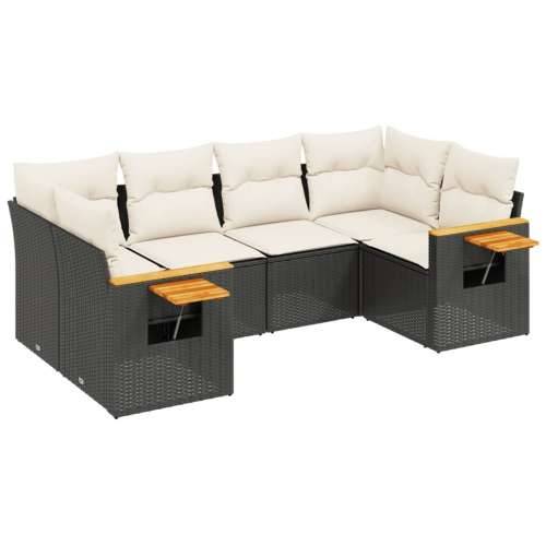 Vrtna garnitura - 6-dijelni set vrtnih sofa s jastucima crni od poliratana - Crna i krem 1 Cijena