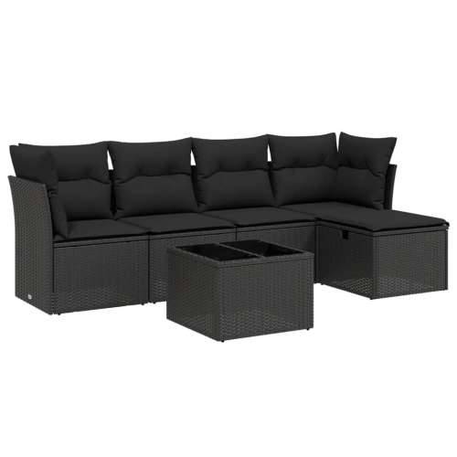 Vrtna garnitura - 6-dijelni set vrtnih sofa s jastucima crni od poliratana - Crna bez spremišta 5 Cijena