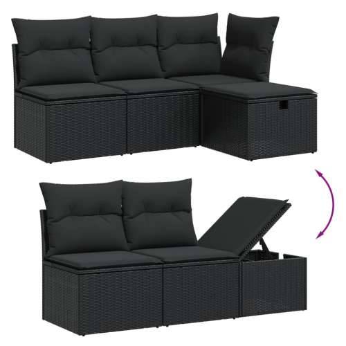 Vrtna garnitura - 6-dijelni set vrtnih sofa s jastucima crni od poliratana - Crna bez spremišta 5 Cijena
