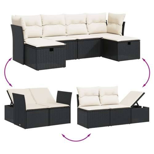 Vrtna garnitura - 6-dijelni set vrtnih sofa s jastucima crni od poliratana - Crna i krem bez spremišta 6 Cijena