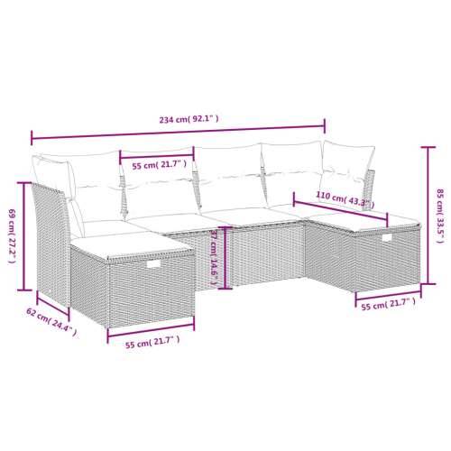 Vrtna garnitura - 6-dijelni set vrtnih sofa s jastucima crni od poliratana - Crna i krem bez spremišta 6 Cijena