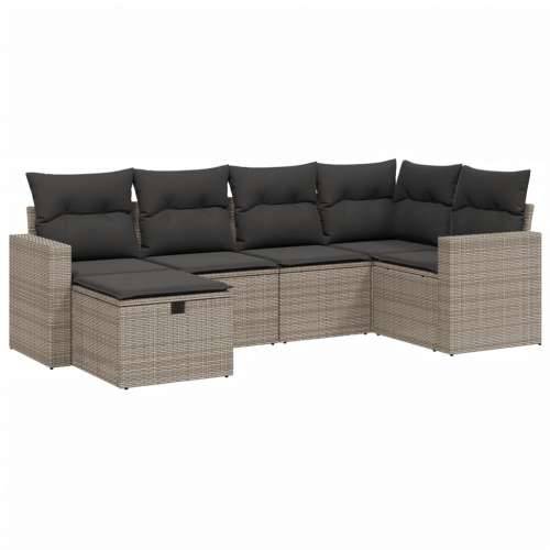 Vrtna garnitura - 6-dijelni set vrtnih sofa od poliratana s jastucima sivi - Siva bez spremišta 6 Cijena