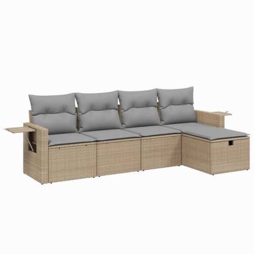 Vrtna garnitura - 5-dijelni set vrtnih sofa s jastucima bež od poliratana - bež i siva bez spremišta 5 Cijena
