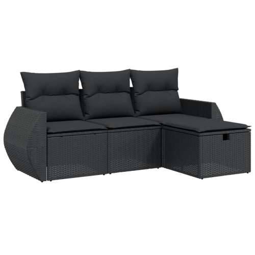 Vrtna garnitura - 4-dijelni set vrtnih sofa od poliratana s jastucima crni - Crna bez spremišta 1 Cijena
