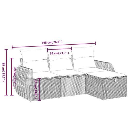 Vrtna garnitura - 4-dijelni set vrtnih sofa od poliratana s jastucima crni - Crna bez spremišta 1 Cijena