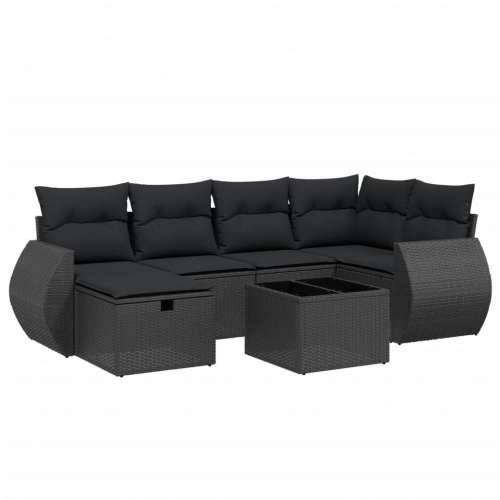 Vrtna garnitura - 7-dijelni set vrtnih sofa od poliratana s jastucima crni - Crna bez spremišta 6 Cijena