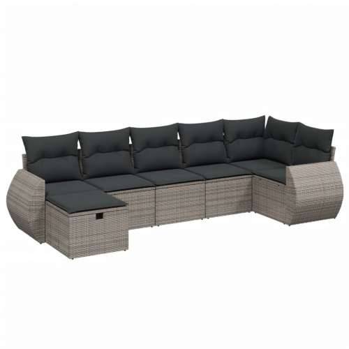 Vrtna garnitura - 7-dijelni set vrtnih sofa sivi od poliratana - Siva bez spremišta 7 Cijena