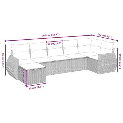 Vrtna garnitura - 7-dijelni set vrtnih sofa sivi od poliratana - Siva bez spremišta 7 Cijena