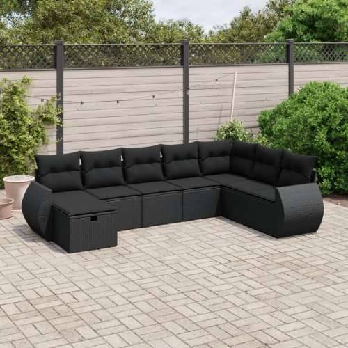 Vrtna garnitura - 8-dijelni set vrtnih sofa od poliratana s jastucima crni - Crna bez spremišta 8 Cijena
