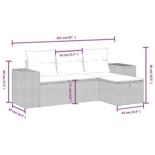 Vrtna garnitura - 4-dijelni set vrtnih sofa od poliratana s jastucima crni - Crna bez spremišta 1 Cijena
