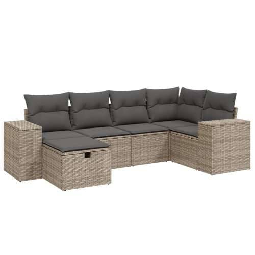 Vrtna garnitura - 6-dijelni set vrtnih sofa od poliratana s jastucima sivi - Siva bez spremišta 6 Cijena