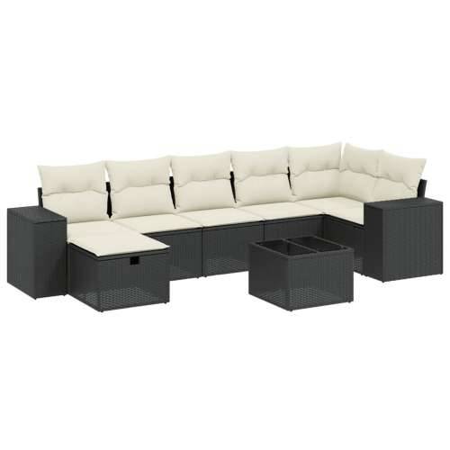 Vrtna garnitura - 8-dijelni set vrtnih sofa od poliratana s jastucima crni - Crna i krem bez spremišta 7 Cijena