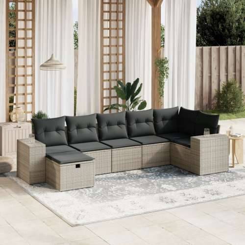 Vrtna garnitura - 7-dijelni set vrtnih sofa sivi od poliratana - Siva Bez stola 1 Cijena