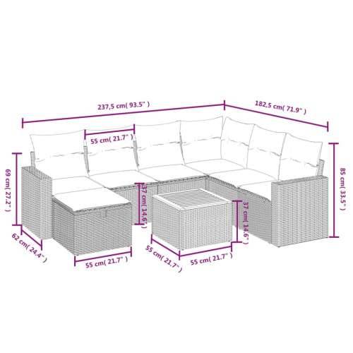 Vrtna garnitura - 8-dijelni set vrtnih sofa od poliratana s jastucima sivi - siva i tamnosiva 3x kutna + 3x srednja + tabure + s Cijena