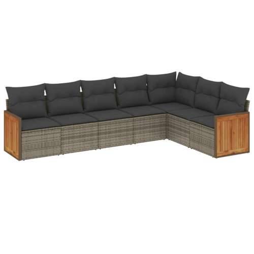 Vrtna garnitura - 7-dijelni set vrtnih sofa sivi od poliratana - Siva Bez stola 1 Cijena