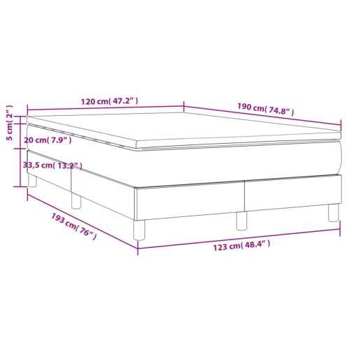 Krevet box spring s madracem crni 120 x 190 cm od tkanine - Crna 120 x 190 cm 33.5 cm Cijena