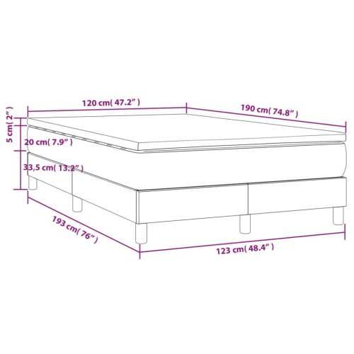 Krevet box spring s madracem tamnosivi 120 x 190 cm tkanina - Tamno siva 120 x 190 cm 35 cm Cijena