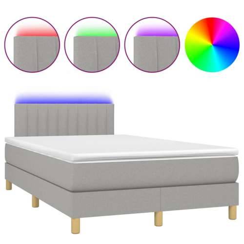 Krevet s oprugama i madracem LED svjetlosivi 120x190 cm tkanina - Svjetlosiva 120 x 190 cm Okomite pruge Cijena