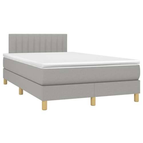 Krevet s oprugama i madracem LED svjetlosivi 120x190 cm tkanina - Svjetlosiva 120 x 190 cm Okomite pruge Cijena