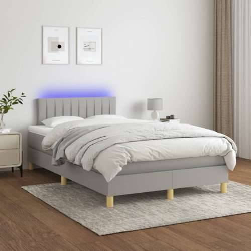 Krevet s oprugama i madracem LED svjetlosivi 120x190 cm tkanina - Svjetlosiva 120 x 190 cm Okomite pruge Cijena