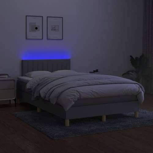 Krevet s oprugama i madracem LED svjetlosivi 120x190 cm tkanina - Svjetlosiva 120 x 190 cm Okomite pruge Cijena